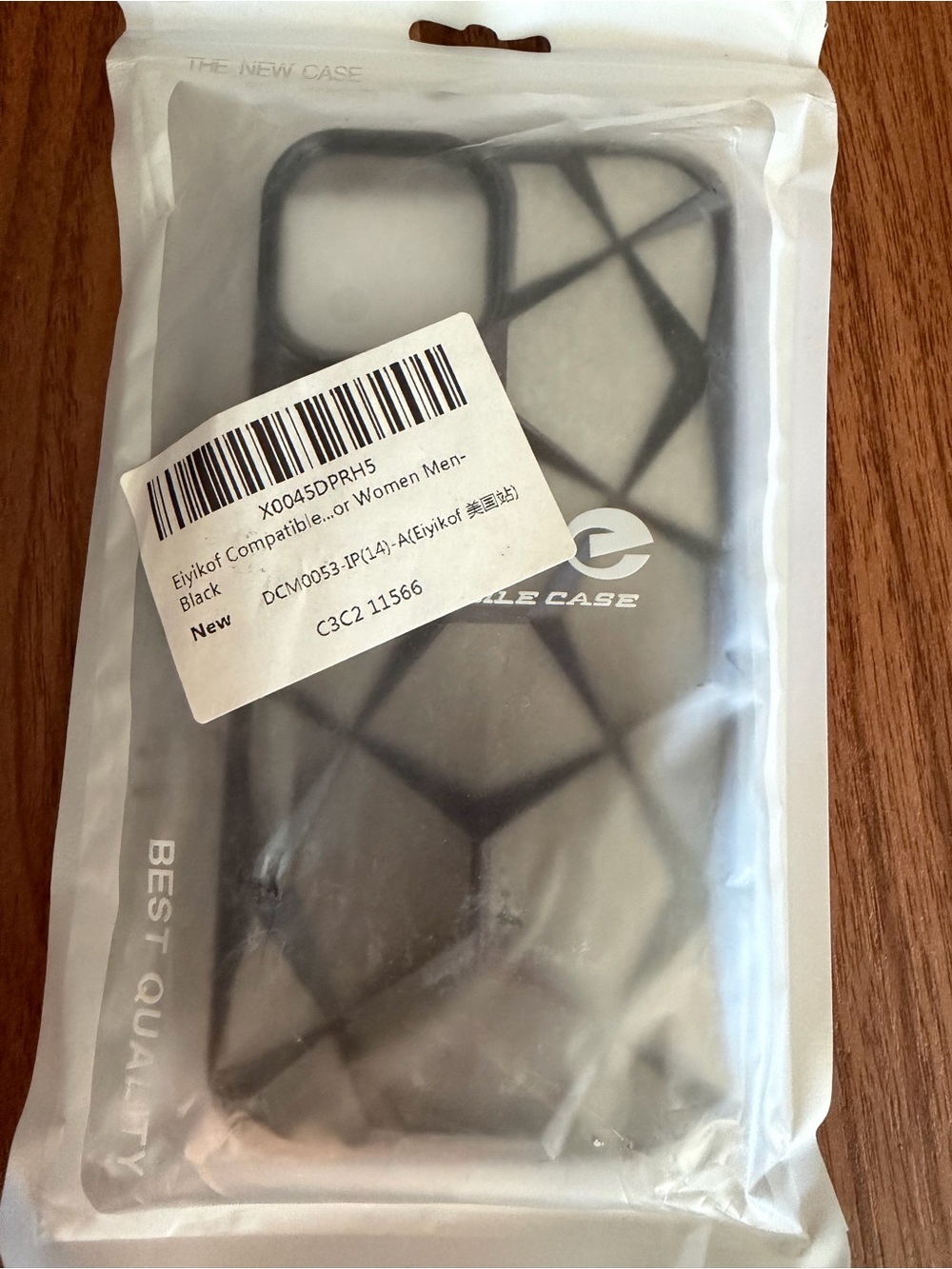 Black Geometric Grid Shock-Absorbent Phone Case- Device unknown
